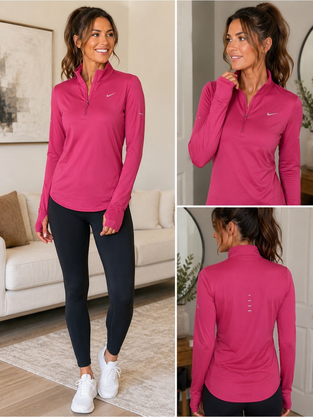 Nike Running Swift Half Zip Long-sleeve Top In Pink NWT Size XS A341